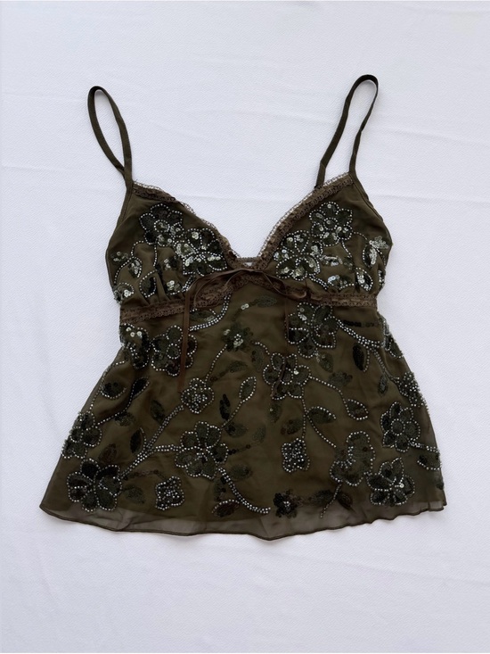 Tops - Madden Girl Olive Beaded Sequin Babydoll Cami